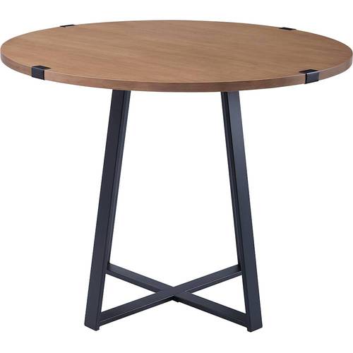 Walker Edison - Round Urban Industrial Wood Veneer / High-Grade MDF Table - English Oak