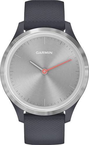 Garmin - vívomove 3S Hybrid Smartwatch 39mm Fiber-Reinforced Polymer - Silver With Granite Blue Case And Silicone Band