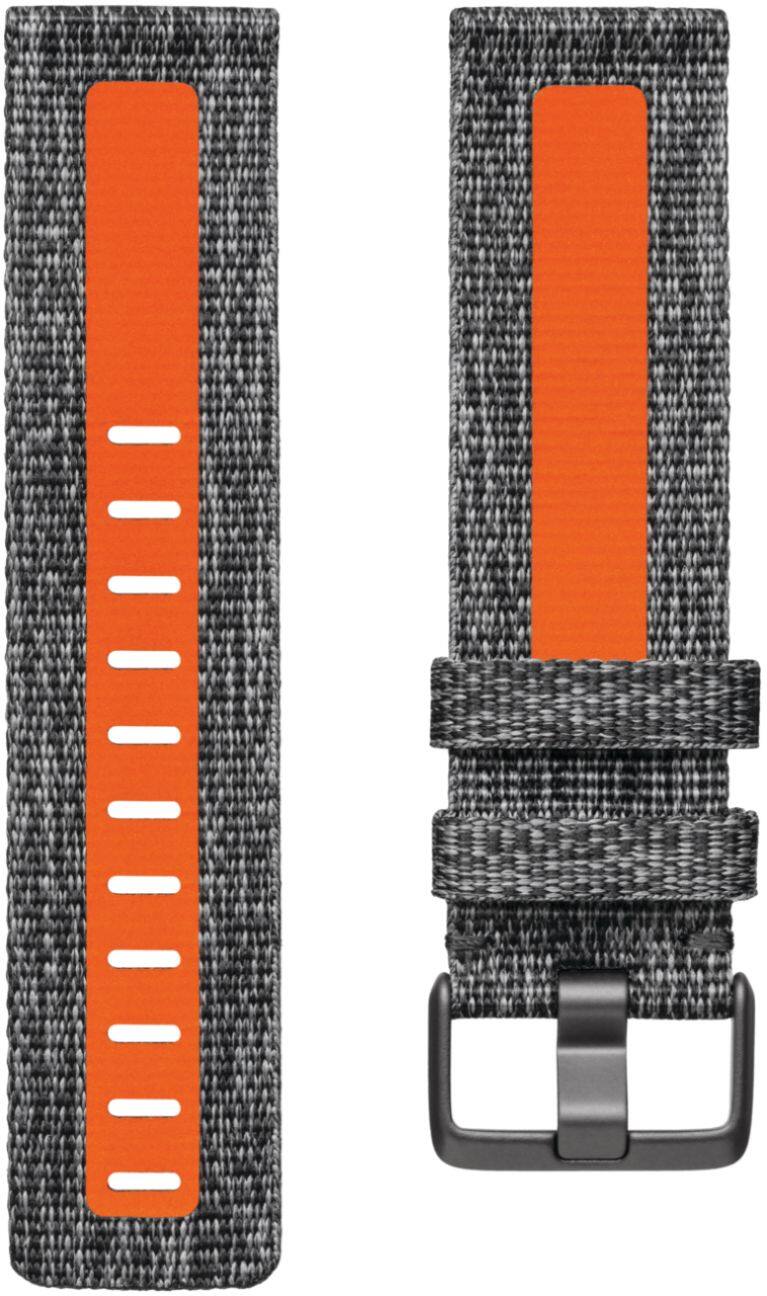Alt View 11. Fitbit - Woven Small Watch Band for Fitbit Versa 2 and Versa Lite - Charcoal / Orange.