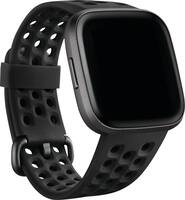 Fitbit - Sport Silicone Small Watch Band for Fitbit Versa 2 and Versa Lite - Black - Angle_Zoom