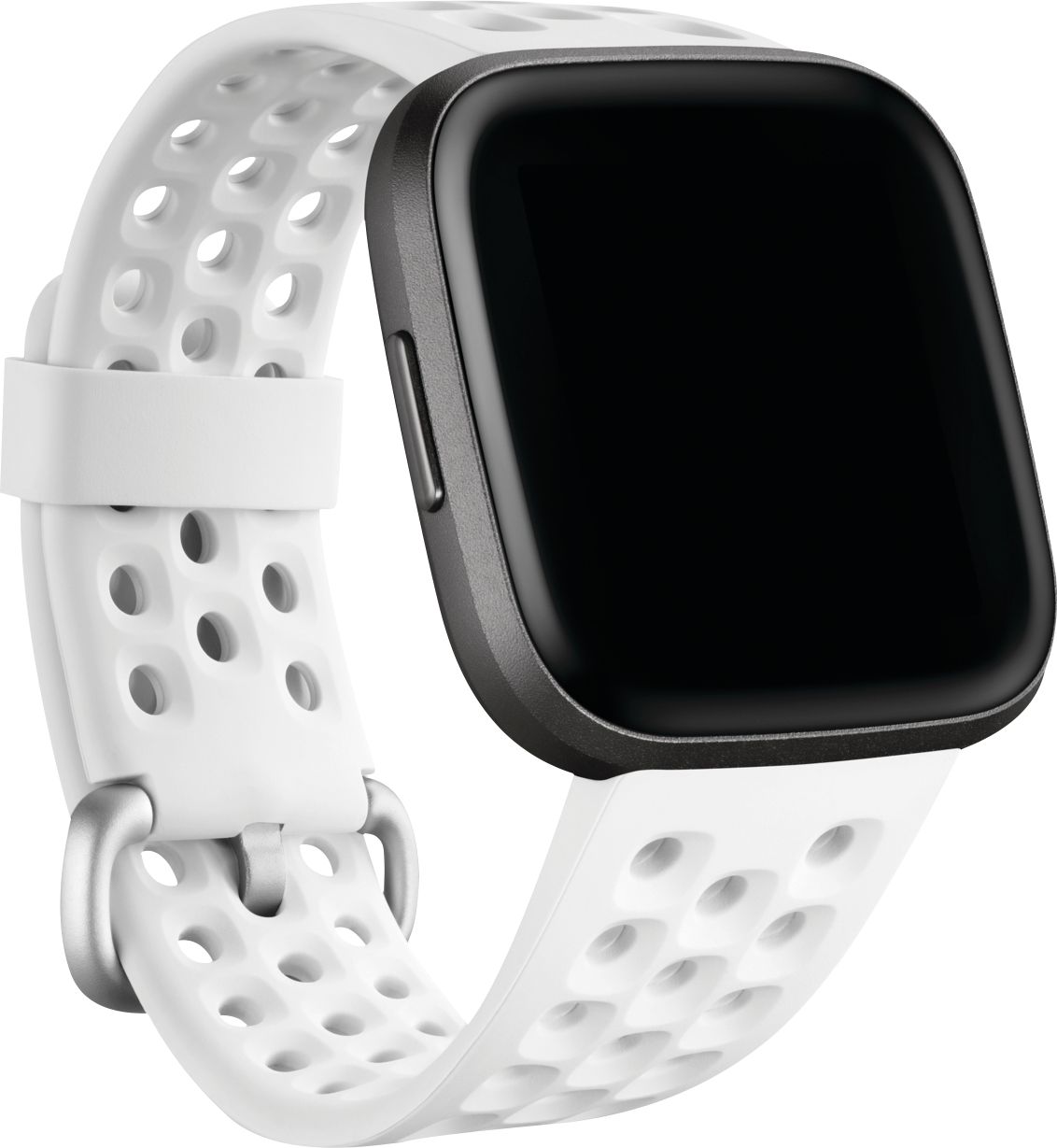 Angle View: Sport Silicone Large Watch Band for Fitbit Versa 2 and Versa Lite - Frost White