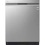 LG - 24" Top Control Built-In Smart WiFi-Enabled Dishwasher with Steam, 3rd Rack and Stainless Steel Tub - PrintProof Stainless Steel - Front_Standard