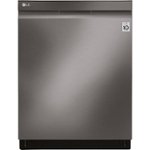 Front Zoom. LG - 24" Top Control Built-In Smart WiFi-Enabled Dishwasher with Steam, 3rd Rack and Stainless Steel Tub - Black stainless steel.
