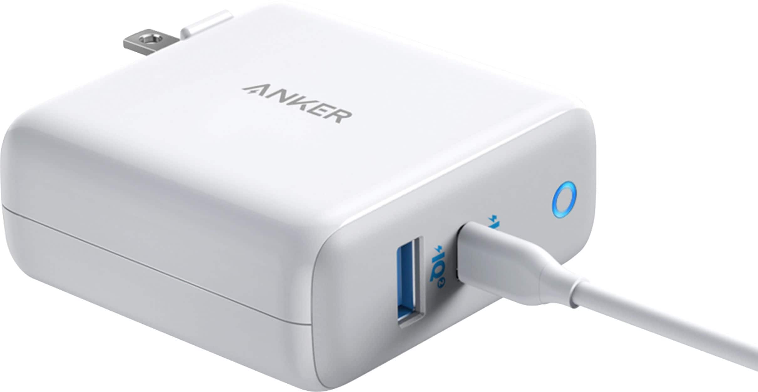 Alt View 13. Anker - PowerPort PD 60W GaN Fast Charger and USB-C to C Cable 6ft for Macbook and Mobile Devices - White.