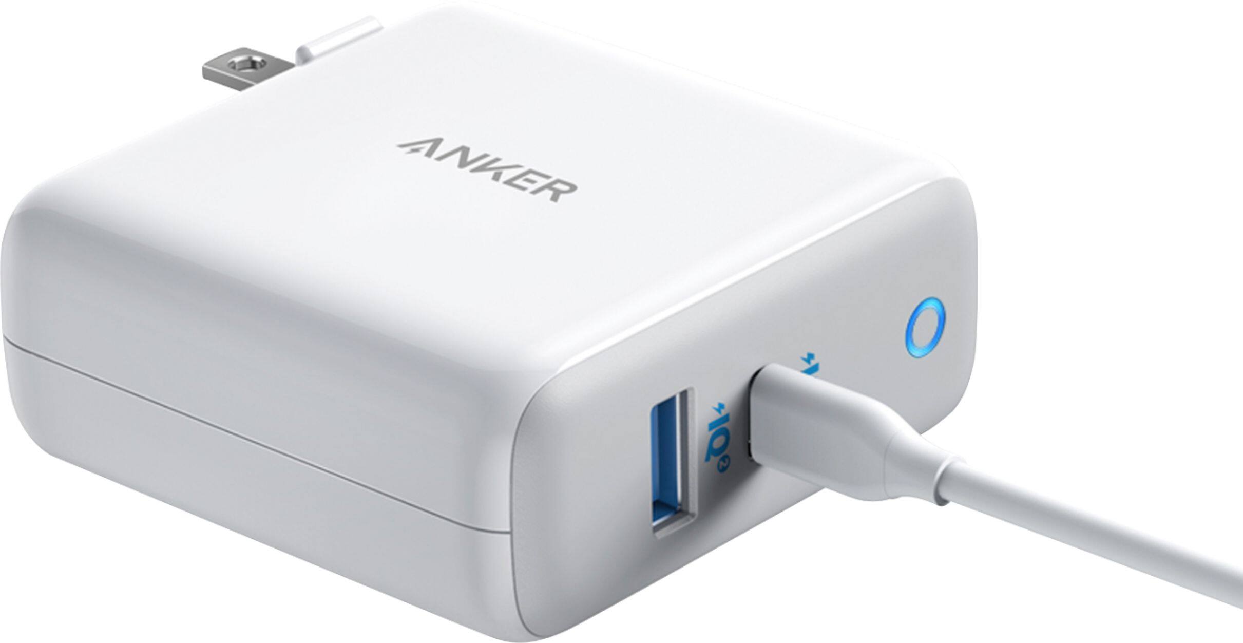 Alt View 13. Anker - PowerPort PD 60W GaN Fast Charger and USB-C to C Cable 6ft for Macbook and Mobile Devices - White.