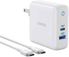Anker - PowerPort PD 60W GaN Fast Charger and USB-C to C Cable 6ft for Macbook and Mobile Devices - White - Alt_View_Zoom_1