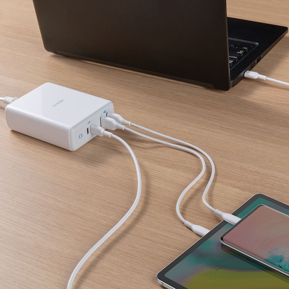 Alt View 14. Anker - PowerPort Atom PD 4 Charging Station 100W with 6ft USB C to C Cable - White.