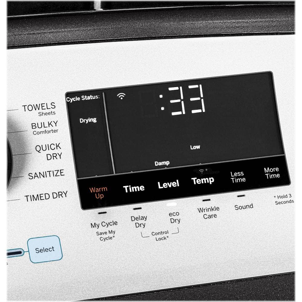 Alt View 13. GE - 7.4 Cu. Ft. 13-Cycle Gas Dryer with HE Sensor Dry - Diamond Gray.