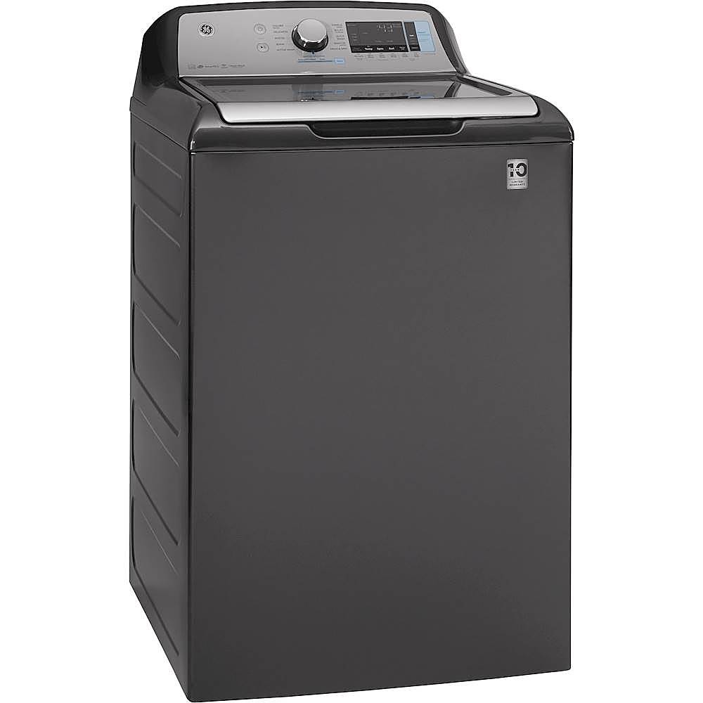 Angle View: GE - 5.2 Cu. Ft. High-Efficiency Top Load Washer - Diamond gray