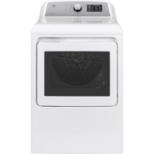 GE - 7.4 Cu. Ft. 12-Cycle Gas Dryer with HE Sensor Dry - White on White/Silver Backsplash