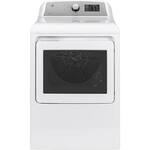 GE - 7.4 Cu. Ft. 12-Cycle Electric Dryer with HE Sensor Dry - White On White With Silver Backsplash - Front_Standard