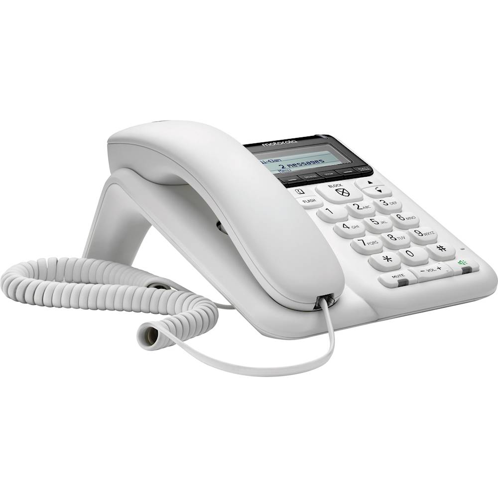 Angle View: Motorola - MOTO-CT610 Corded Phone with Digital Answering System - White