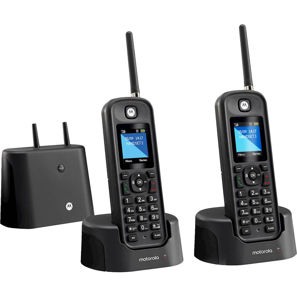 Angle View: Motorola - MOTO-O212 Expandable Cordless Phone System with Digital Answering System - Black