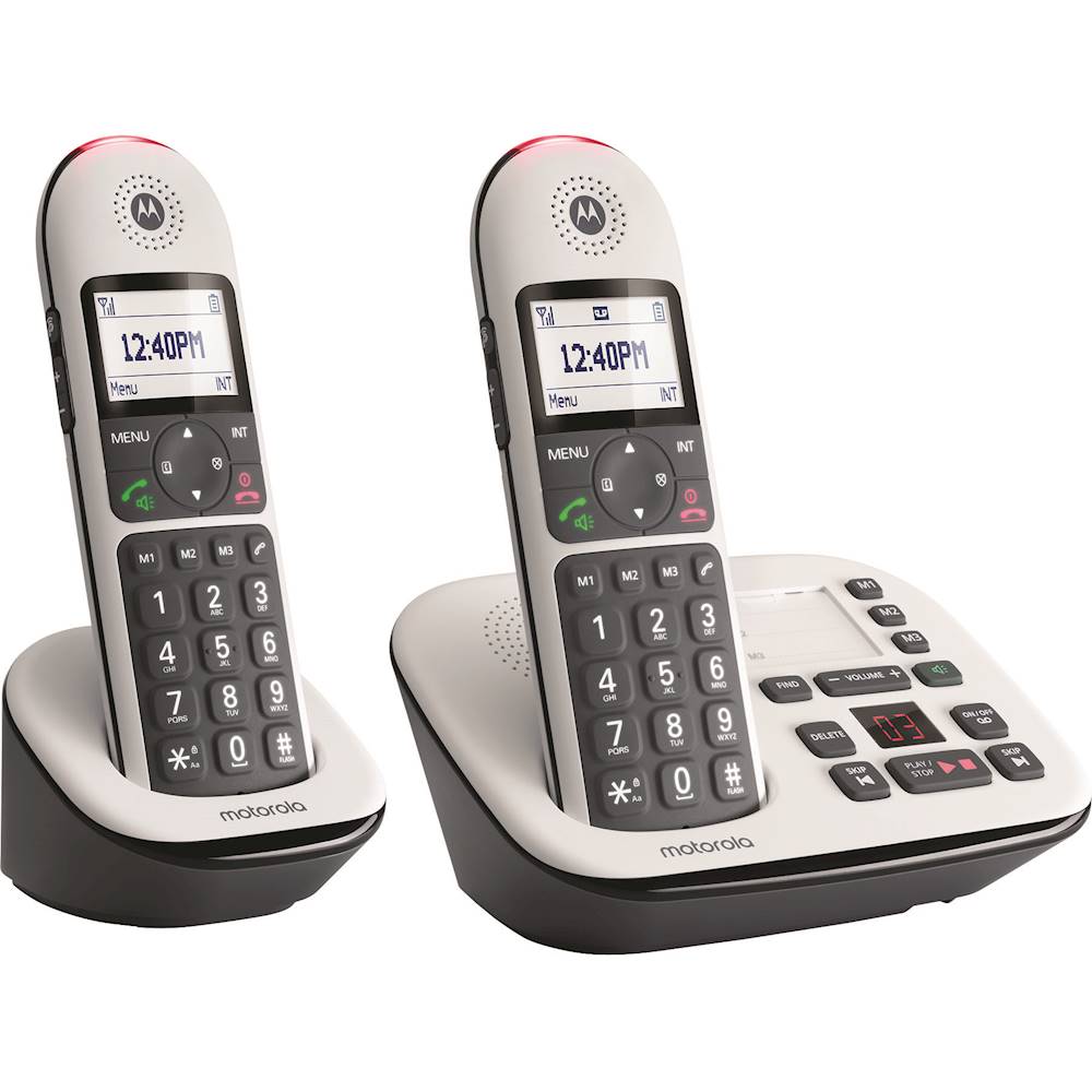 Angle View: Motorola - MOTO-O211 Expandable Cordless Phone System with Digital Answering System - Black