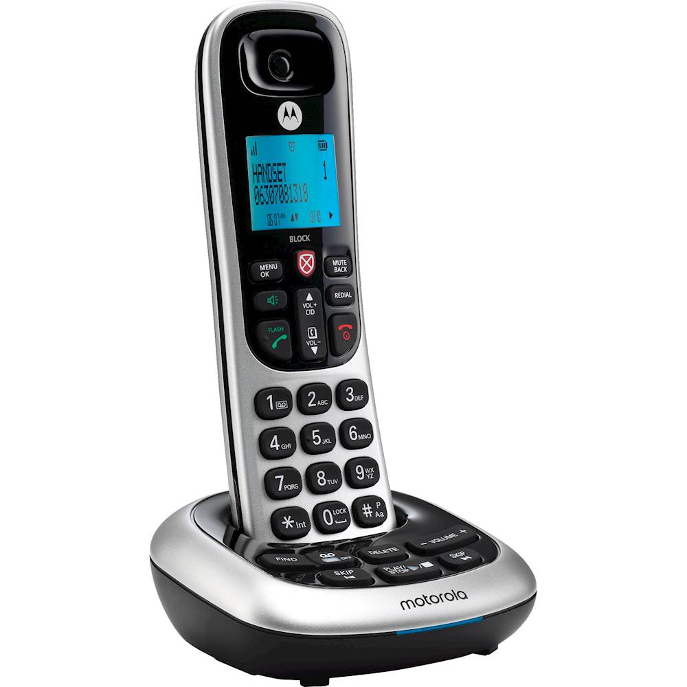 Angle View: Motorola - MOTO-CD4011 Expandable Cordless Phone System with Digital Answering System - Black