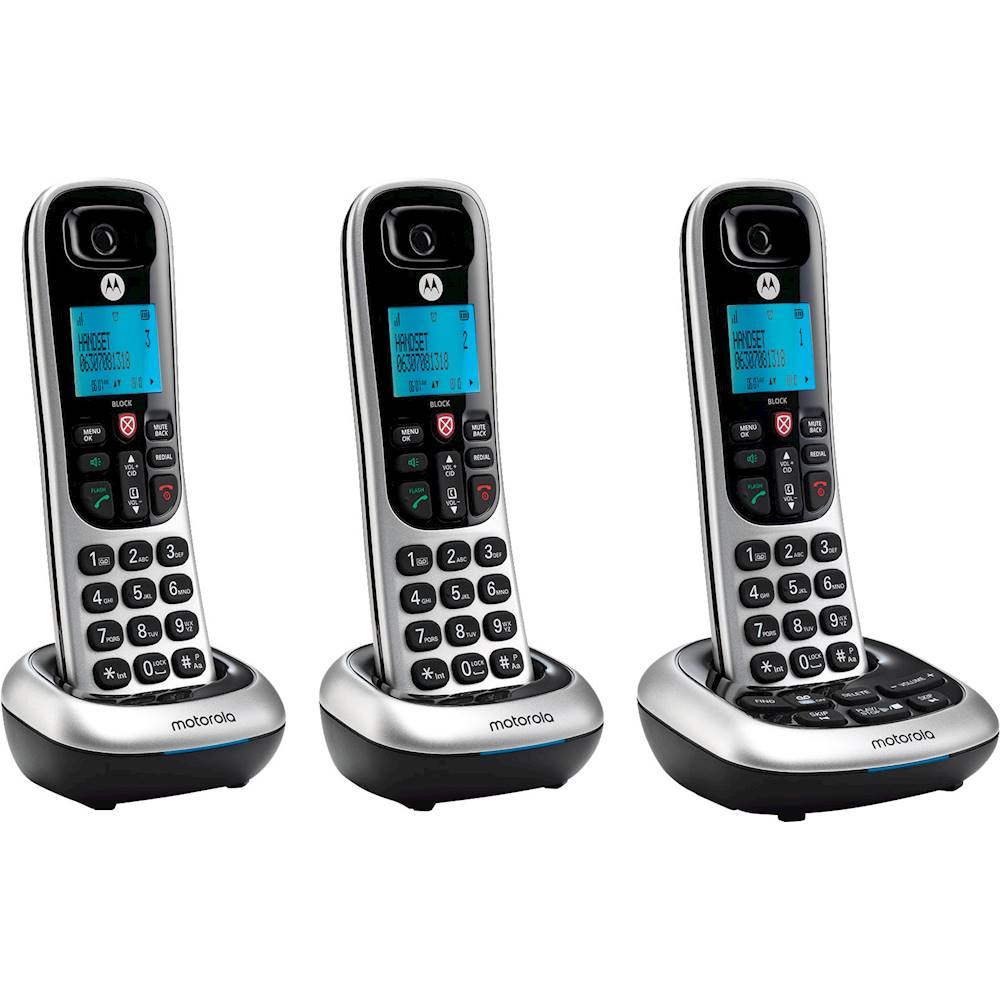 Angle View: Motorola - MOTO-CD4013 Expandable Cordless Phone System with Digital Answering System - Black