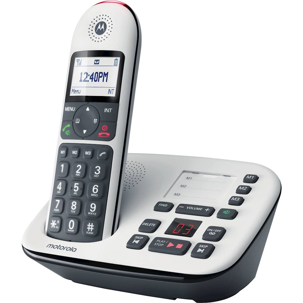 Motorola - MOTO-CD5011 Expandable Cordless Phone System - Gray/White