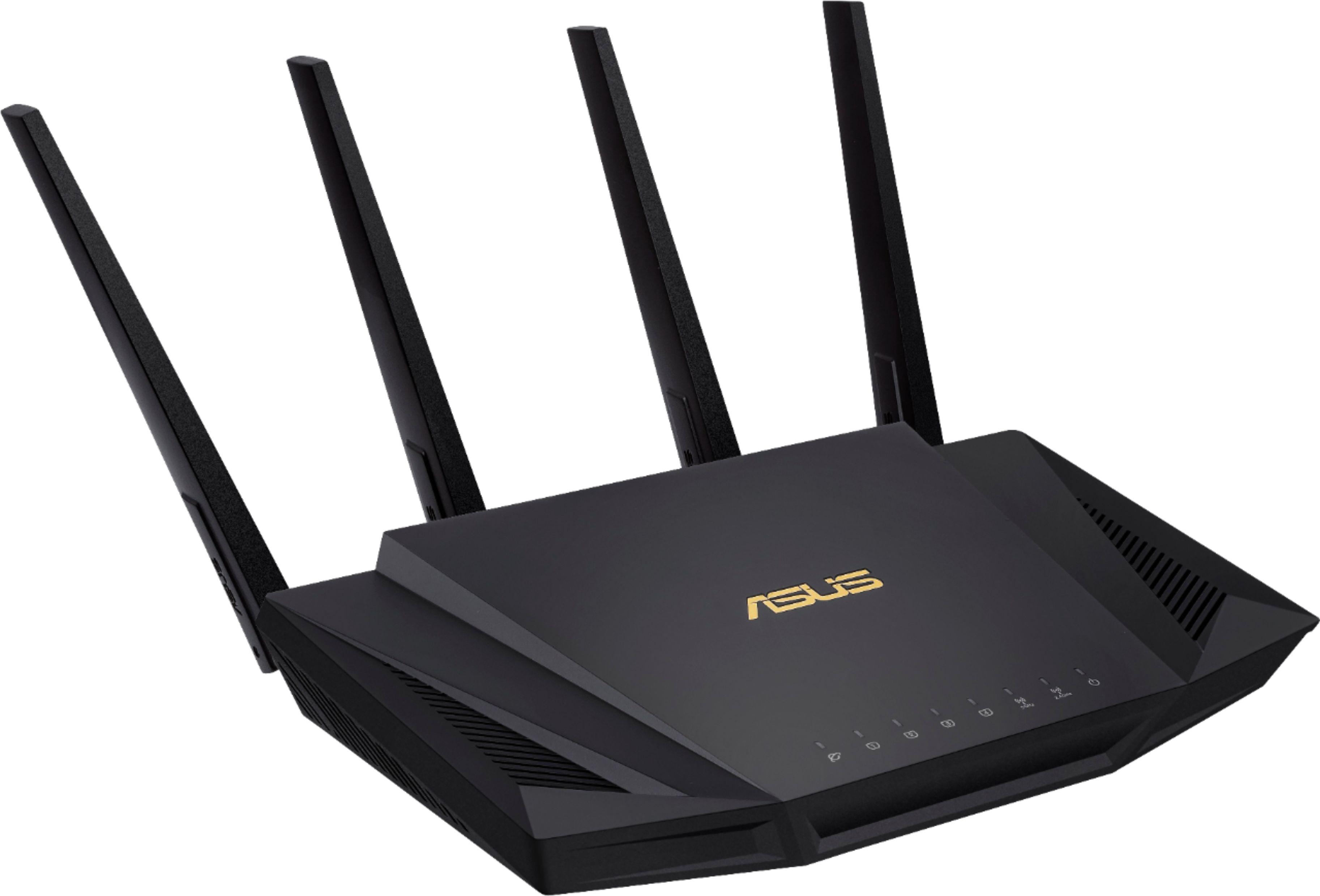 Angle View: ASUS - AX3000 Dual-Band WiFi 6 Wireless Router with Life time internet Security - Black