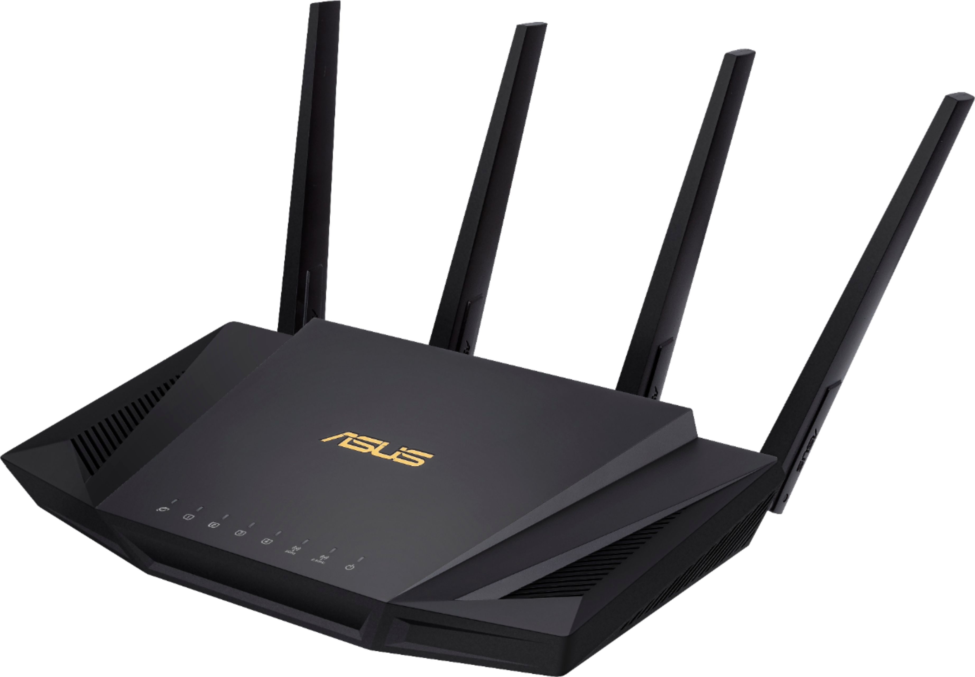 Left View: ASUS - AX3000 Dual-Band WiFi 6 Wireless Router with Life time internet Security - Black