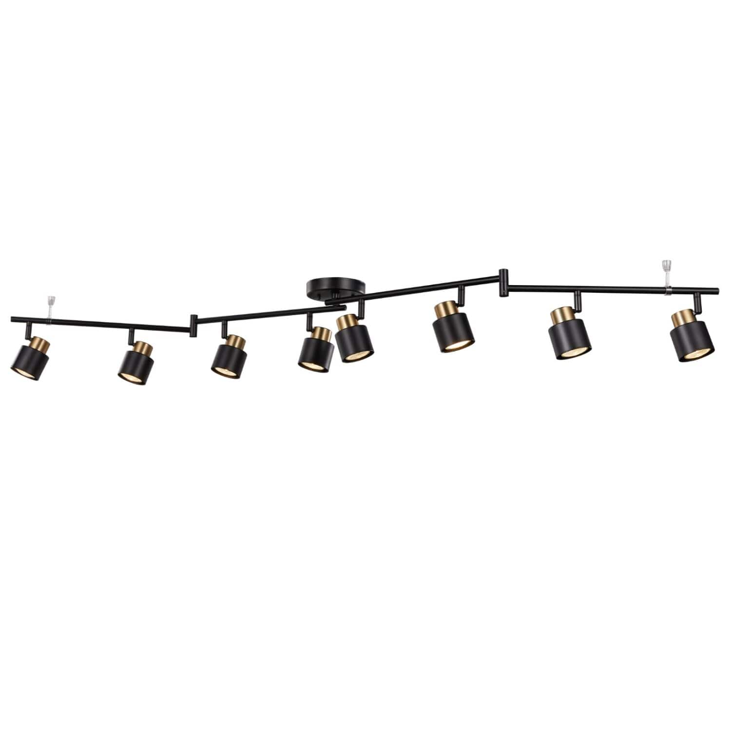 Dazzed Corner - 8-Light Foldable Track Lighting, Adjustable Ceiling Spotlight - Black