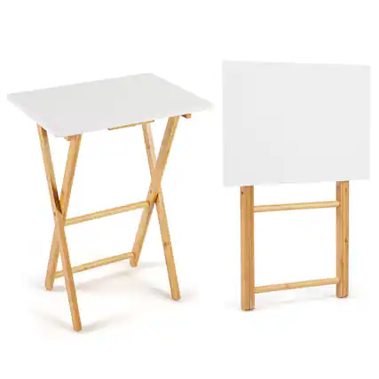 Front. Gymax - Gymax Folding TV Tray Tables Set of 2 Bamboo Snack Table for Small Spaces Bedroom - Yellow.