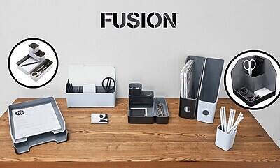 Alt View 1. Advantus - Fusion Plastic Magazine File Gray - Black/Gray.