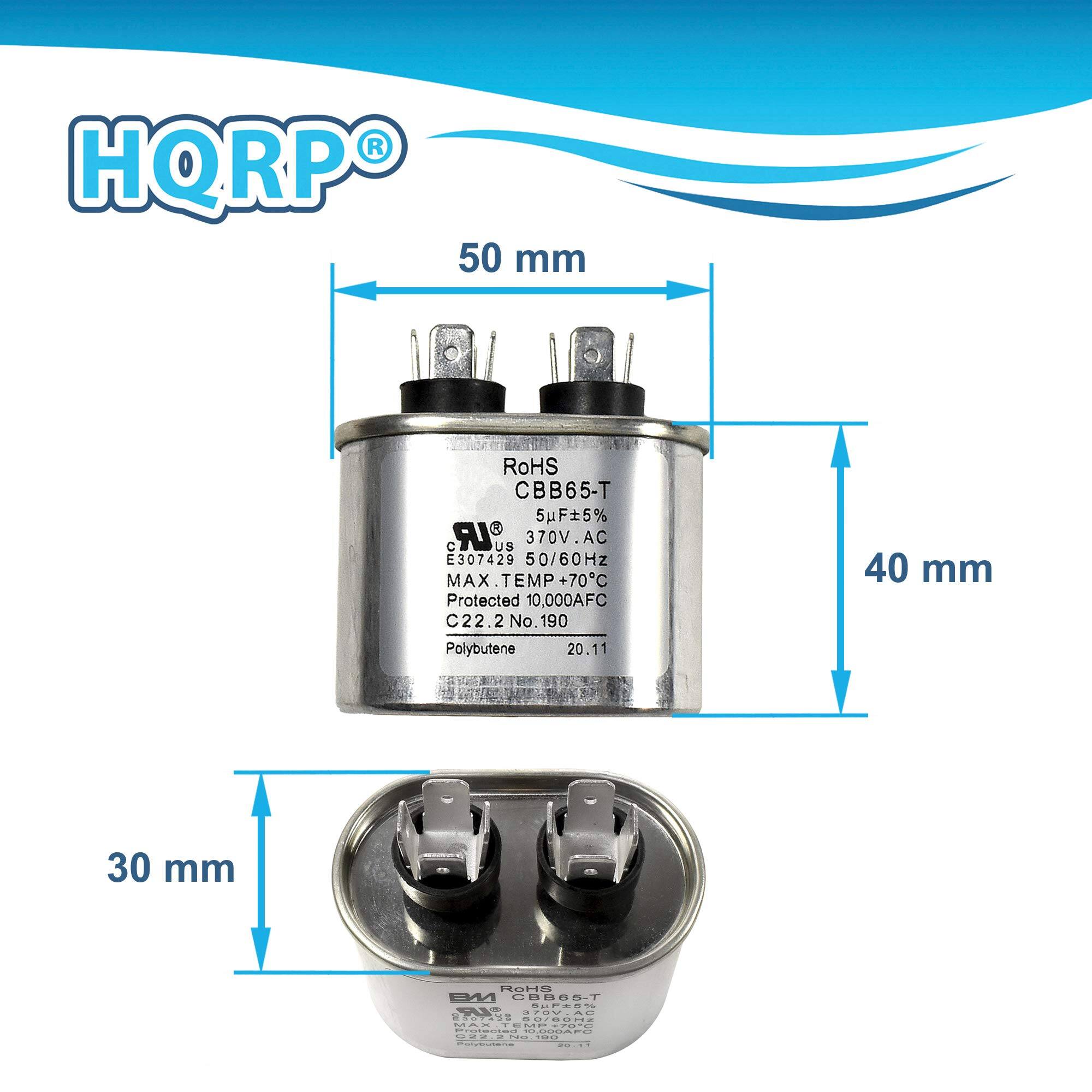HQRP 50 mm RoHS CBB65-T 5F5% LR US 370V.AC AC E307429 50/60Hz MAX TEMP +70C Protected 10,000AFC C22.2 No.190 Polybutene 20.11 40 mm 30 mm oHs M 8B8ST GRCRE- B FEOLIRO

RoHS CBB65-T 5µF±5% 370V.AC E307429 50/60Hz MAX TEMP +70C Protected 10,000AFC C22.2 No.190 Polybutene 20.11

Dimensions:
- Length: 50 mm
- Width: 40 mm
- Height: 30 mm