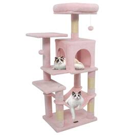 Costway - 44" Tall Multi-level Cat Tree with Cushion Top Perch, 2-Entrance Large Cat Condo
