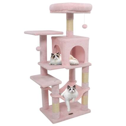 Front. Costway - Costway 44" Tall Multi-level Cat Tree with Cushion Top Perch, 2-Entrance Large Cat Condo.