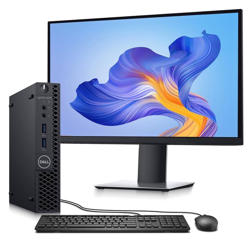 Dell - Refurbished Excellent - OptiPlex Tiny Desktop PC | Intel Core i5-9th Gen 2.2GHz | 8GB RAM | 128GB + 500GB HDD | Used 19" LED | Wi-Fi | Win11 - Black