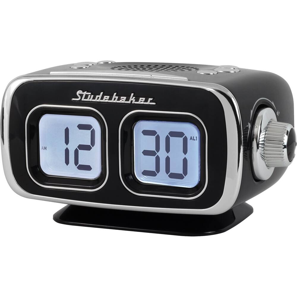 Front. Studebaker - SB3500 Retro Digital AM/FM Dual Alarm Clock Radio with Bluetooth - Black.