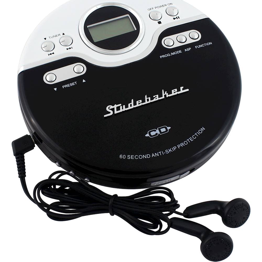 Alt View 11. Studebaker - Portable CD Player with FM Radio - Black/White.