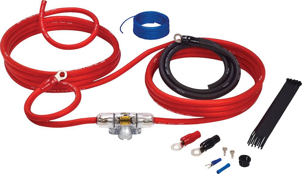 Front. Stinger - 4000 Series 4GA Power Amplifier Wiring Kit for Car Audio Systems up to 1500W/150A - Red.