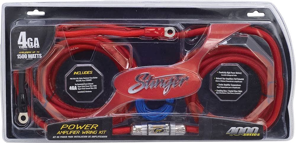 Alt View 12. Stinger - 4000 Series 4GA Power Amplifier Wiring Kit for Car Audio Systems up to 1500W/150A - Red.