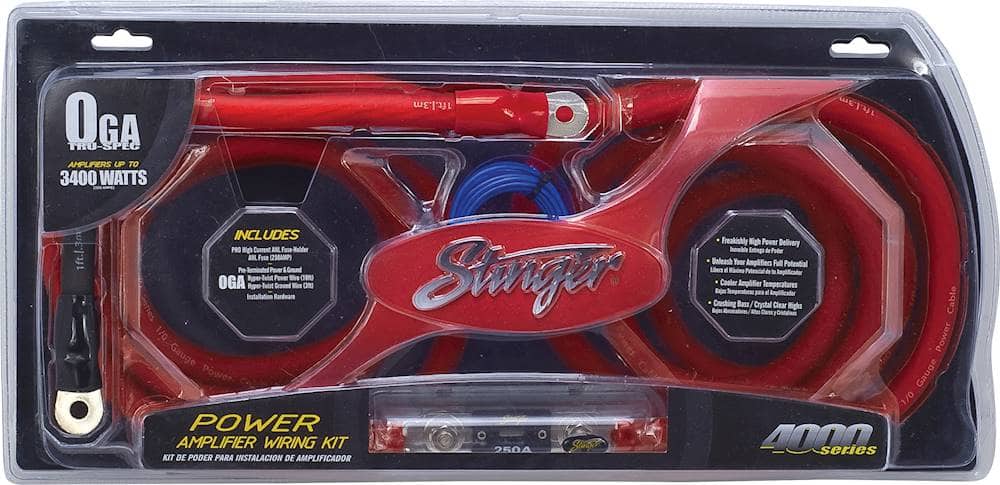 Alt View 12. Stinger - 4000 Series 1/0GA Power Amplifier Wiring Kit for Car Audio Systems up to 3400W/250A - Red.