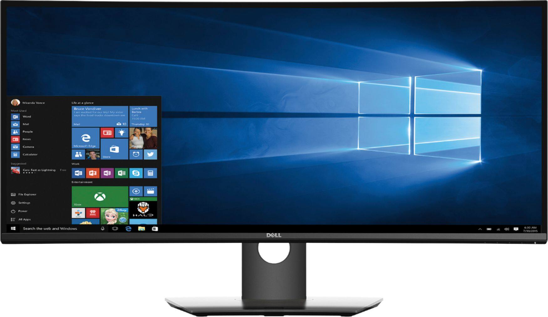 Front. Dell - Geek Squad Certified Refurbished UltraSharp 34" IPS LED UltraWide QHD Monitor - Black.