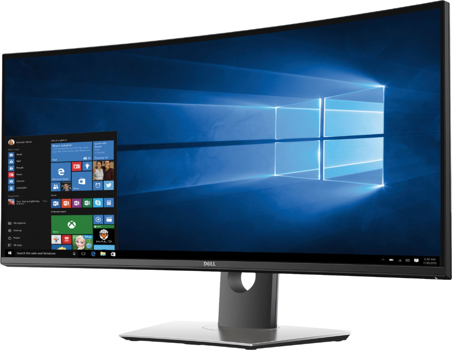 Left View: Dell - Geek Squad Certified Refurbished UltraSharp 34" IPS LED UltraWide QHD Monitor - Black