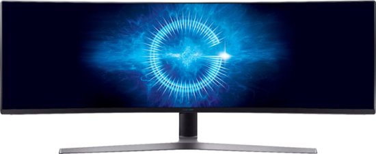 Front Zoom. Samsung - Geek Squad Certified Refurbished 49" LED Curved FHD FreeSync Monitor with HDR - Matte Dark Blue/Black.