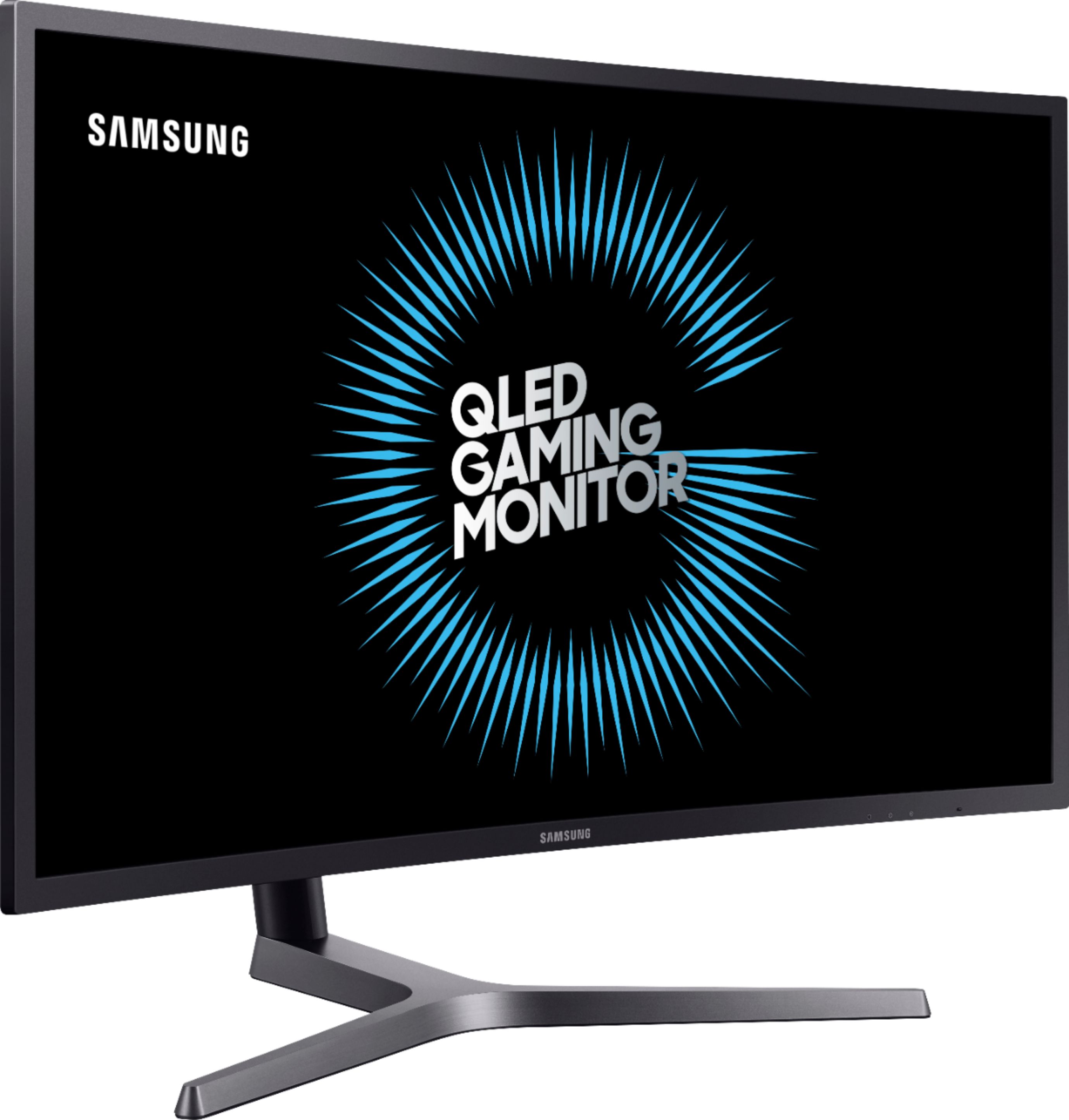 Angle View: Samsung - Geek Squad Certified Refurbished 32" LED Curved QHD FreeSync Monitor with HDR - Matte Dark Blue/Gray