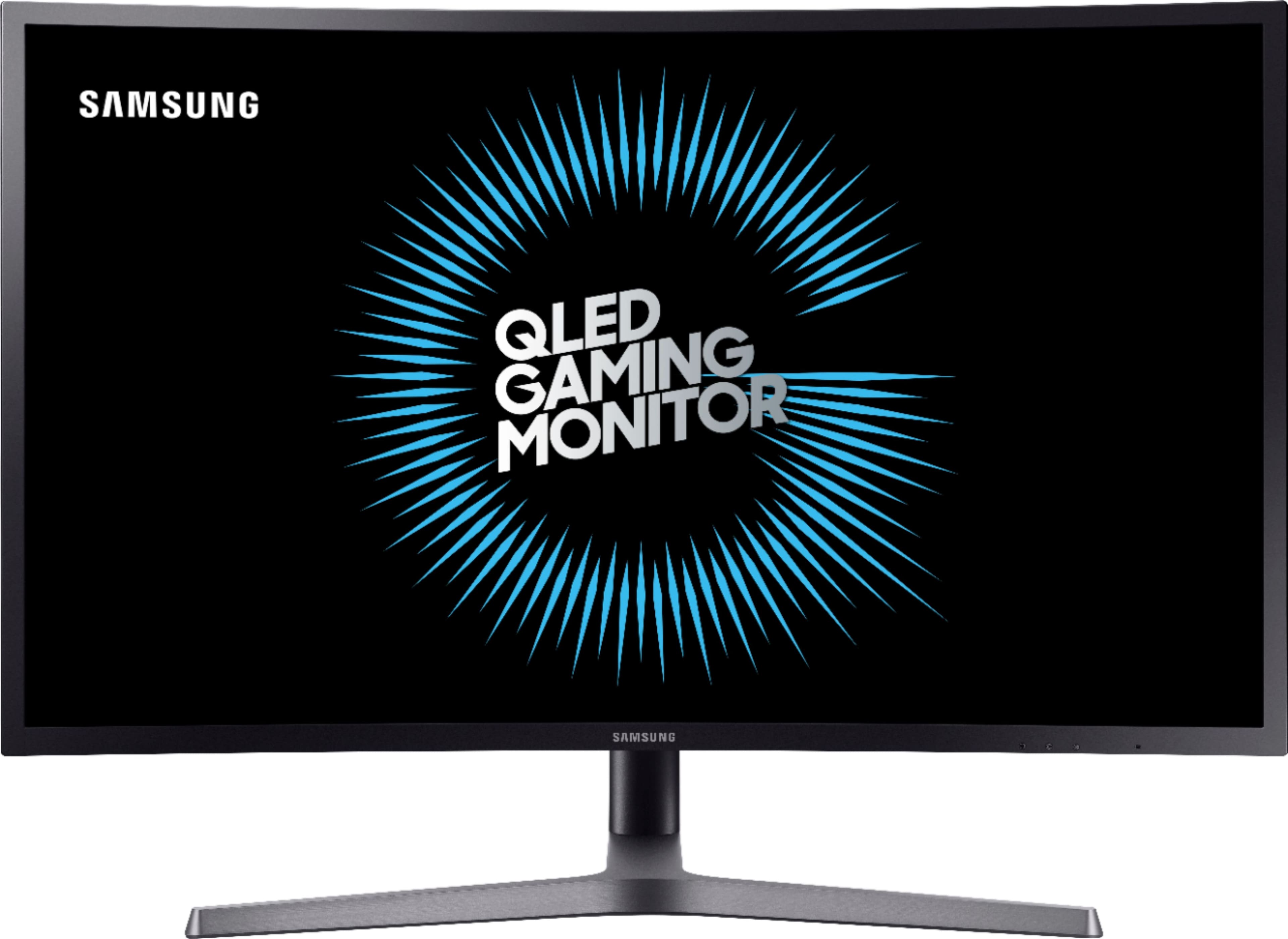 Front. Samsung - Geek Squad Certified Refurbished 32" LED Curved QHD FreeSync Monitor with HDR - Matte Dark Blue/Gray.