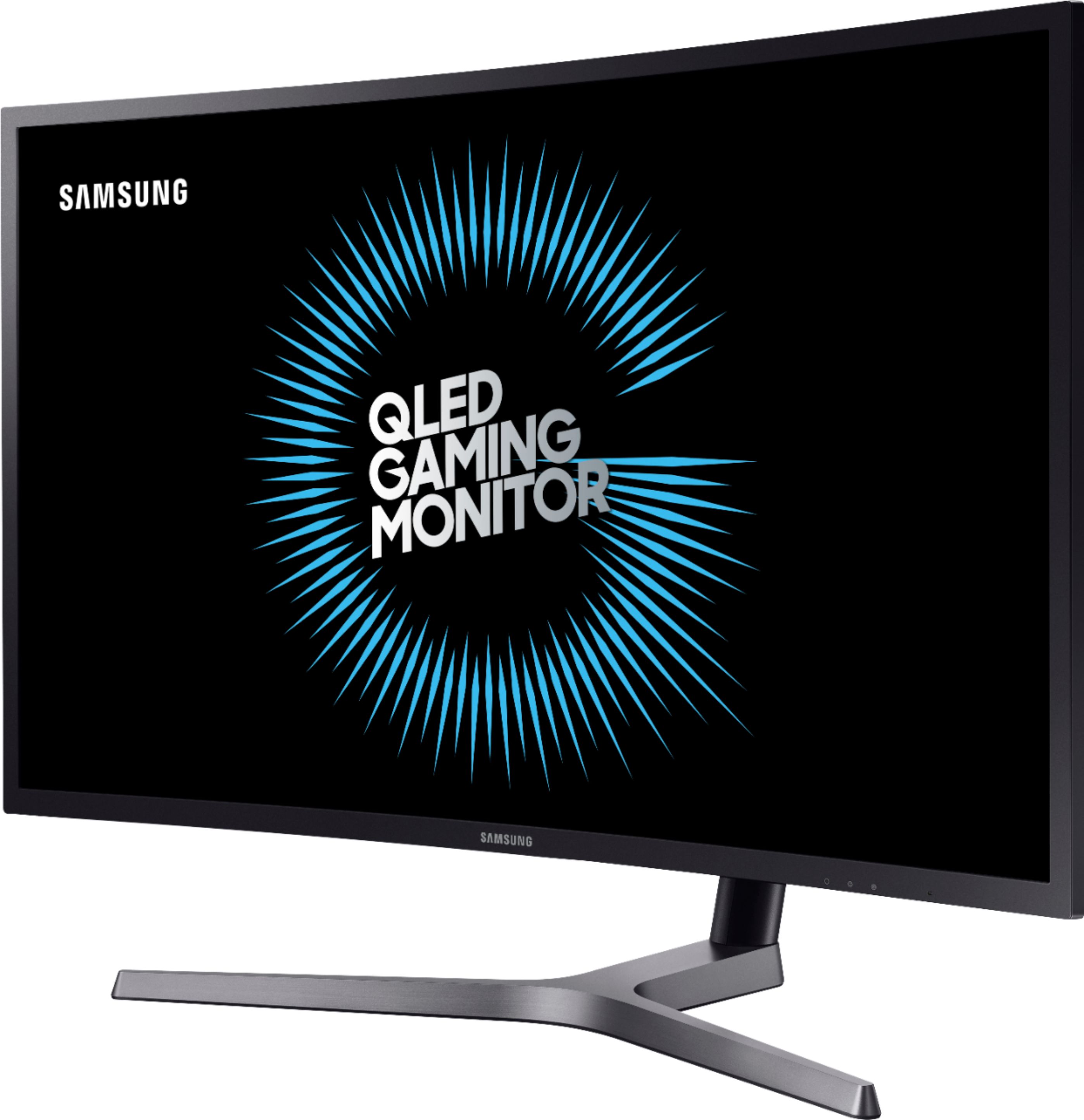 Left View: Samsung - Geek Squad Certified Refurbished 32" LED Curved QHD FreeSync Monitor with HDR - Matte Dark Blue/Gray