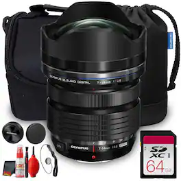 OM System - 7-14mm f/2.8 PRO Lens Ultra-Wide MFT Mount Weather-Sealed Bundle - Black