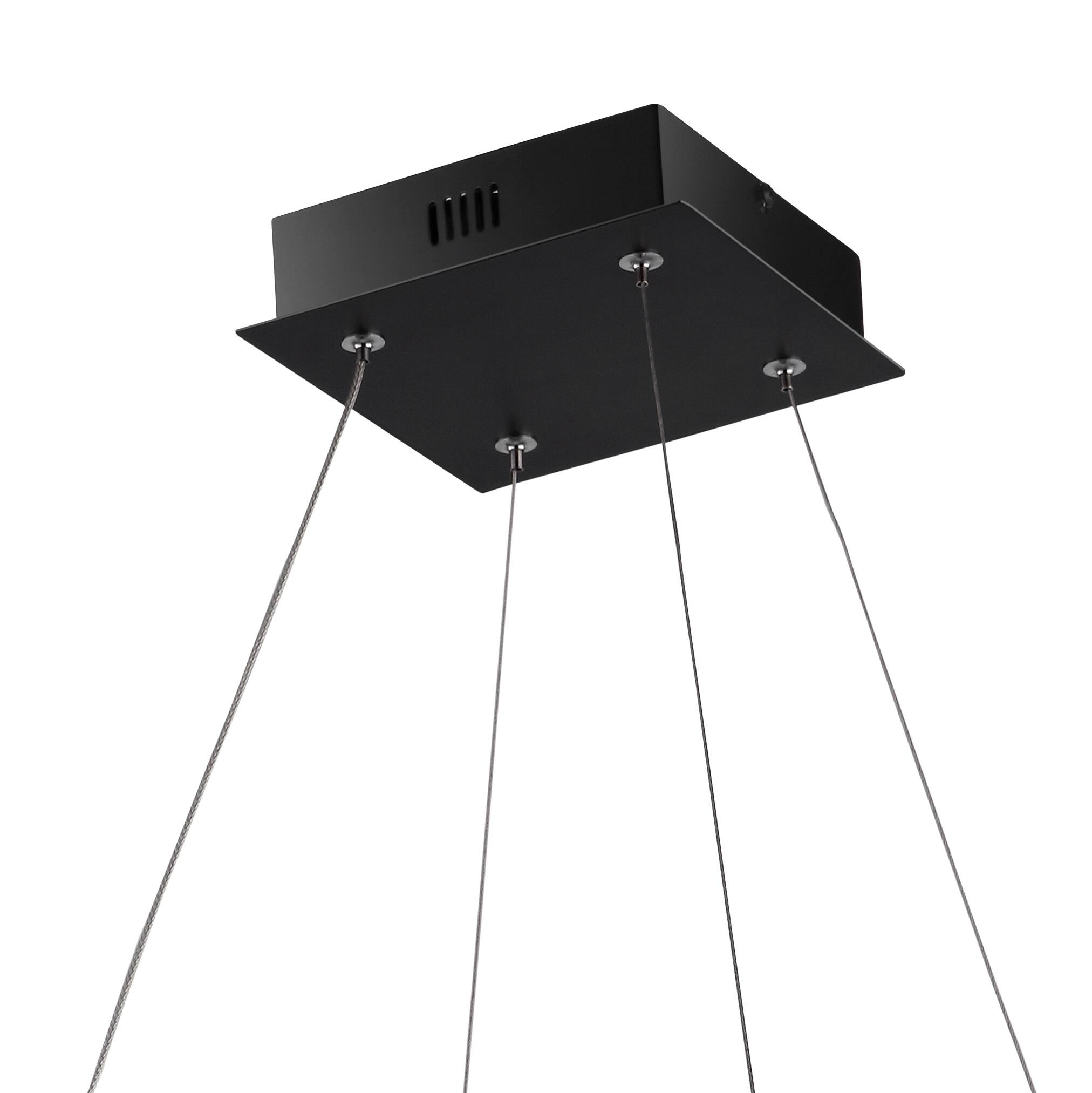 Alt View 5. Jonathan Y - Nero 15.75" Square Contemporary Modern Metal Integrated LED Pendant Light, Black - Black.