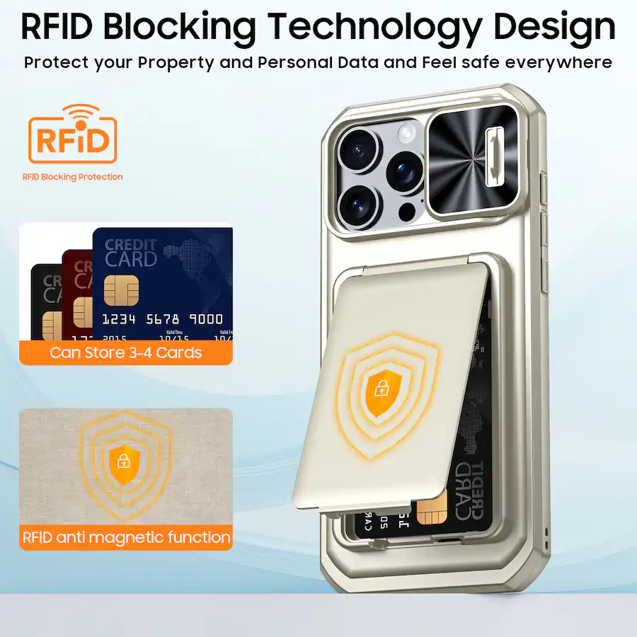 Dteck Rugged Shockproof Flip Stand RFID Wallet Case Sliding Camera Lens ...