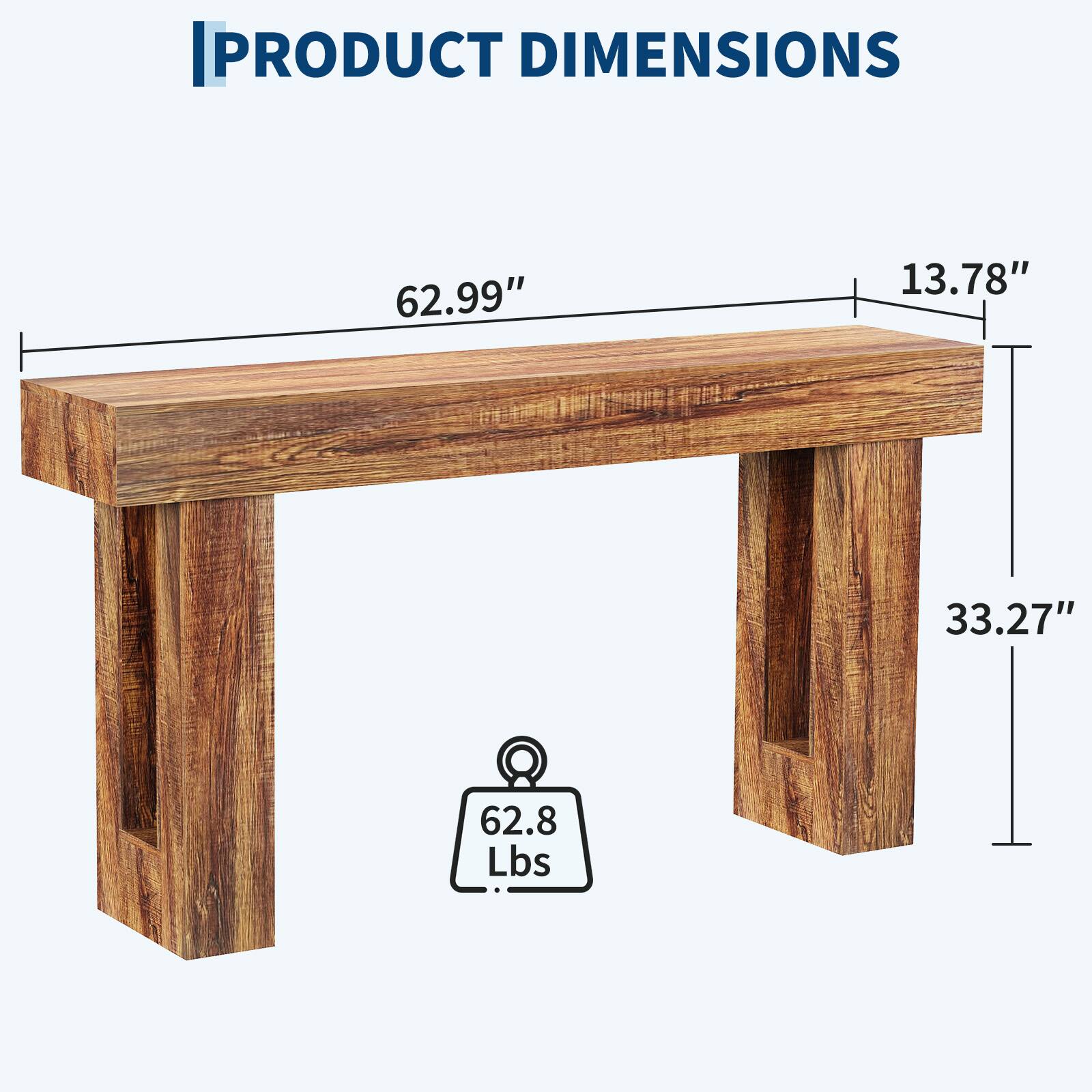 PRODUCT DIMENSIONS

- Length: 62.99"
- Width: 13.78"
- Height: 33.27"
- Weight: 62.8 Lbs