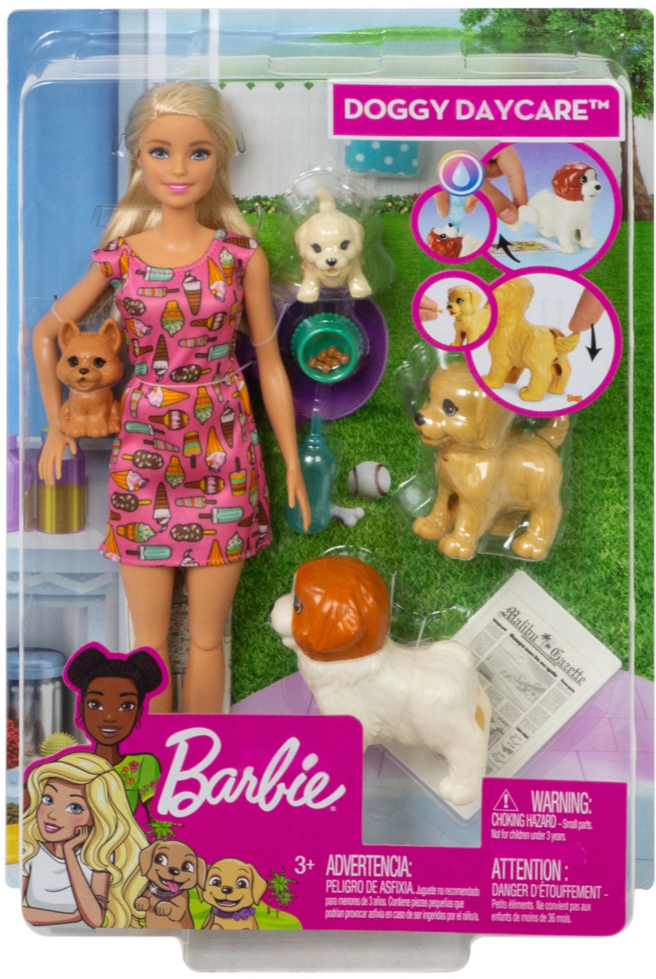trolleybus Wanten vervolging Best Buy: Barbie Doggy Daycare Doll & Pets Pink FXH08