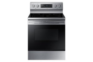 Samsung - 5.9 Cu. Ft. Freestanding Electric Convection Range with Self-Steam Cleaning - Stainless Steel - Front_Zoom