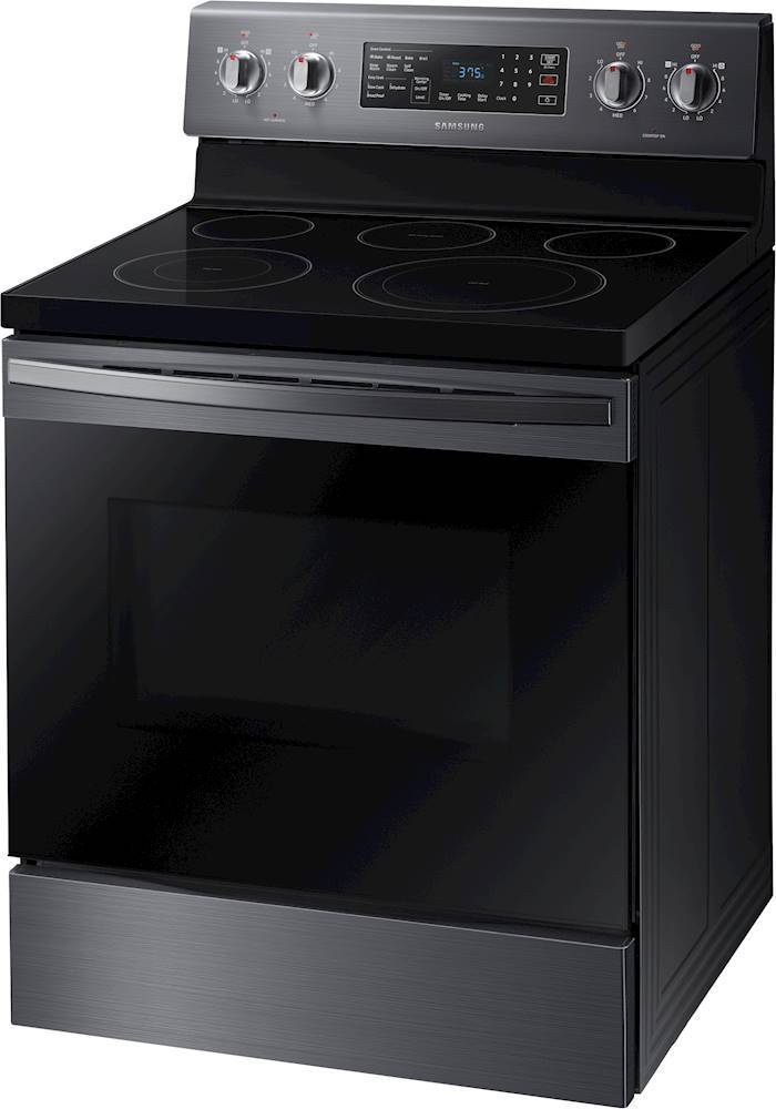 Left View: Viking - Professional 5 Series 4.7 Cu. Ft. Freestanding Electric Induction True Convection Range with Self-Cleaning - Black