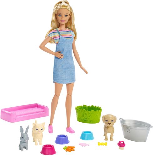 Barbie - Play 'n' Wash Pets Playset And Doll