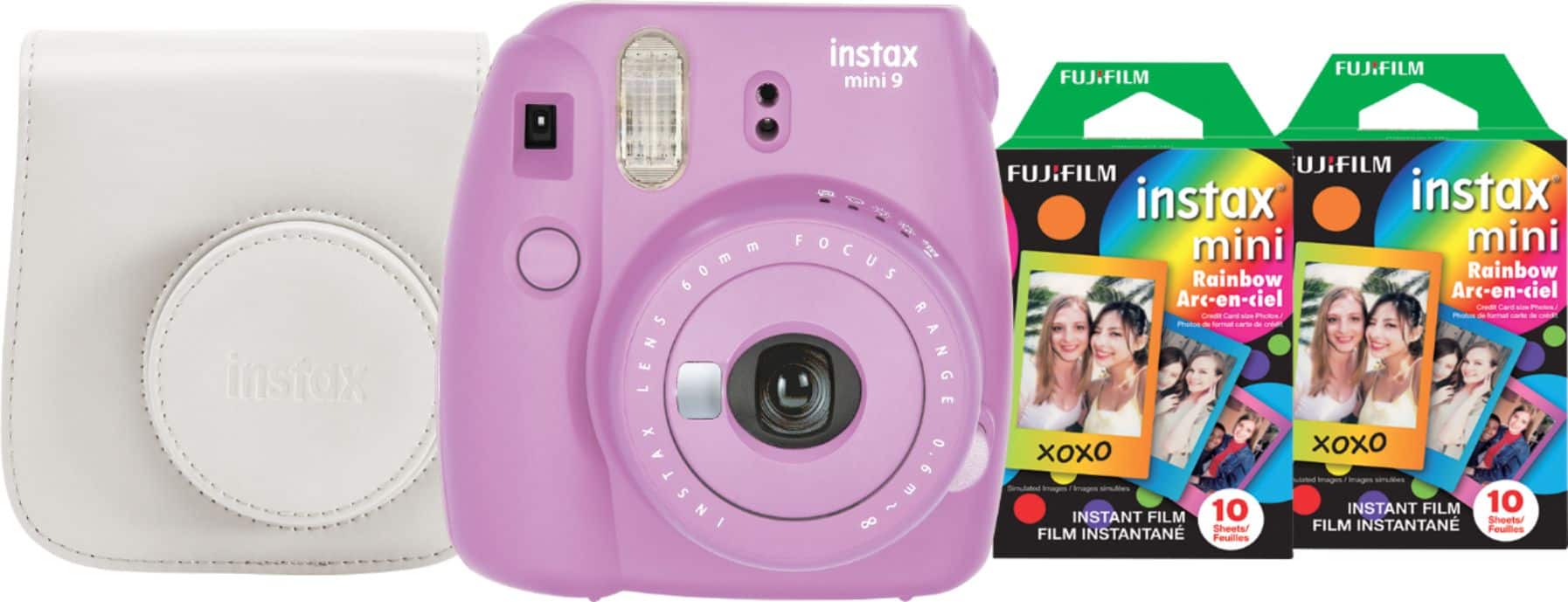 Front. Fujifilm - instax mini 9 Instant Film Camera Bundle - Smokey Purple.